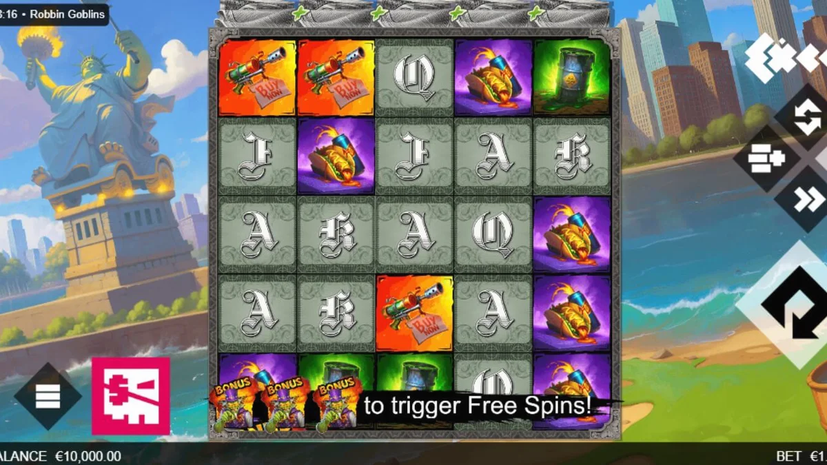 Tampilan visual slot Robbin’ Goblins dengan tema goblin dan kehancuran